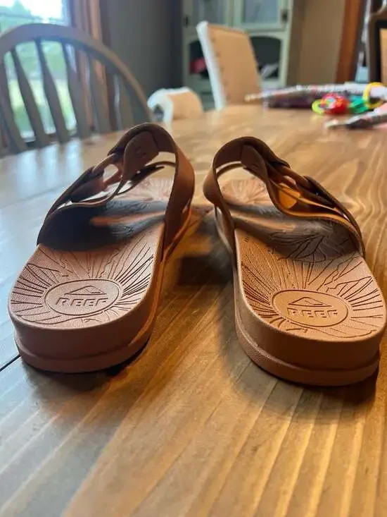 Reef Tan Double-Strap Buckle Slide Sandals - Picture 3 of 5